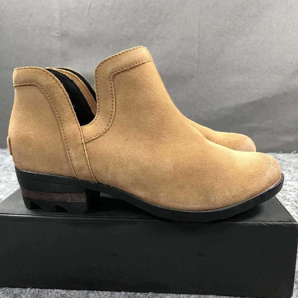 Sorel Lolla II Boots Womens 7 Brown Suede Pull On Ankle Booties Heel NL2809-224